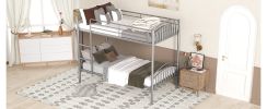 Twin Over Twin Metal Bunk Bed; Divided into Two Beds