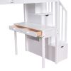 Twin size Loft Bed with Storage Drawers ,Desk and Stairs, Wooden Loft Bed with Shelves