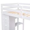 Twin size Loft Bed with Storage Drawers ,Desk and Stairs, Wooden Loft Bed with Shelves