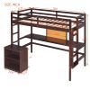 Twin size Loft Bed with Desk and Writing Board, Wooden Loft Bed with Desk & 2 Drawers Cabinet