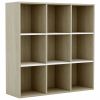 Book Cabinet White and Sonoma Oak 38.6"x11.8"x38.6" Engineered Wood