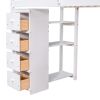 Twin size Loft Bed with Storage Drawers ,Desk and Stairs, Wooden Loft Bed with Shelves