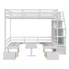 Full over Full Size Bunk Bed with staircase; the Down Bed can be Convertible to Seats and Table Set