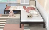 Solid Platform Bed Twin Size;  2 Twin Wood Bed Guest Bed Stackable Bed