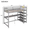 Twin Size Loft Bed with Storage Shelves and Under-bed Desk