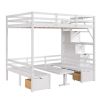 Full over Full Size Bunk Bed with staircase; the Down Bed can be Convertible to Seats and Table Set