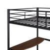 Twin Metal Bunk Bed with Desk;  Ladder and Guardrails;  Loft Bed for Bedroom