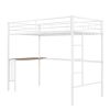 Twin Metal Bunk Bed with Desk;  Ladder and Guardrails;  Loft Bed for Bedroom