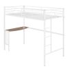 Twin Metal Bunk Bed with Desk;  Ladder and Guardrails;  Loft Bed for Bedroom