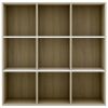 Book Cabinet White and Sonoma Oak 38.6"x11.8"x38.6" Engineered Wood