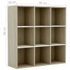 Book Cabinet White and Sonoma Oak 38.6"x11.8"x38.6" Engineered Wood