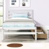 Betterhood Twin Platform Bed Frame with 2 Storage Drawers;  Wood Twin Bed Frames for Kids Toddler Girls Boys;  10 Slats Support;  No Box Spring Needed