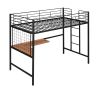 Twin Metal Loft Bed with Desk and Metal Grid