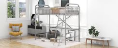 Twin Size Metal Loft Bed;  No Box Spring Needed