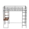 Twin Metal Loft Bed with 2 Shelves and one Desk