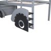 Twin Size Forklift Car-Shaped Loft Bed with Storage Shelves