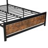 Metal and Wood Bed Frame with Headboard and Footboard ; Queen Size Platform Bed ; No Box Spring Needed;  Easy to Assemble