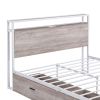 Full Size Metal Platform Bed Frame with  Two Drawers; Sockets and USB Ports ; Slat Support No Box Spring Needed