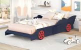 Twin Size Race Car-Shaped Platform Bed with Wheels