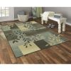 Traditional Leaf Block Multicolor Print Area Rug, 5' x 7'