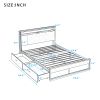 Full Size Metal Platform Bed Frame with  Two Drawers; Sockets and USB Ports ; Slat Support No Box Spring Needed