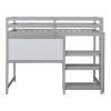 Twin Size Wooden Loft Bed with Shelves, Desk and Writing Board