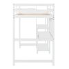 Twin Size Wooden Loft Bed with Shelves, Desk and Writing Board