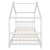 House Platform Bed with Headboard and Footboard,Roof Design,White