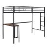 Twin Metal Bunk Bed with Desk;  Ladder and Guardrails;  Loft Bed for Bedroom