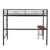Twin Metal Bunk Bed with Desk;  Ladder and Guardrails;  Loft Bed for Bedroom