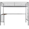 Twin Metal Bunk Bed with Desk;  Ladder and Guardrails;  Loft Bed for Bedroom