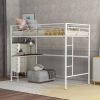 Twin Metal Bunk Bed with Desk;  Ladder and Guardrails;  Loft Bed for Bedroom