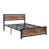 Metal and Wood Bed Frame with Headboard and Footboard ; Queen Size Platform Bed ; No Box Spring Needed;  Easy to Assemble