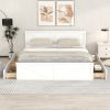 King Size Wooden Platform Bed with Four Storage Drawers and Support Legs
