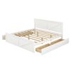 King Size Wooden Platform Bed with Four Storage Drawers and Support Legs