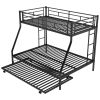 Twin over Full Bed with Sturdy Steel Frame, Bunk Bed with Twin Size Trundle, Two-Side Ladders