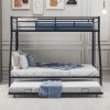 Twin over Full Bed with Sturdy Steel Frame, Bunk Bed with Twin Size Trundle, Two-Side Ladders
