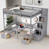 Full over Full Size Bunk Bed with staircase; the Down Bed can be Convertible to Seats and Table Set