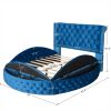 Full Size Round Shape Upholstery Low Profile Storage Platform Bed with Storage Space on both Sides and Footboard