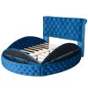 Full Size Round Shape Upholstery Low Profile Storage Platform Bed with Storage Space on both Sides and Footboard