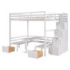 Full over Full Size Bunk Bed with staircase; the Down Bed can be Convertible to Seats and Table Set