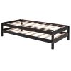 Solid Platform Bed Twin Size;  2 Twin Wood Bed Guest Bed Stackable Bed