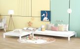 Solid Platform Bed Twin Size;  2 Twin Wood Bed Guest Bed Stackable Bed