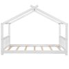 House Platform Bed with Headboard and Footboard,Roof Design,White