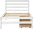 Betterhood Twin Platform Bed Frame with 2 Storage Drawers;  Wood Twin Bed Frames for Kids Toddler Girls Boys;  10 Slats Support;  No Box Spring Needed