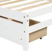 Betterhood Twin Platform Bed Frame with 2 Storage Drawers;  Wood Twin Bed Frames for Kids Toddler Girls Boys;  10 Slats Support;  No Box Spring Needed