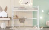 Twin Metal Loft Bed with Desk and Metal Grid