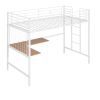 Twin Metal Loft Bed with Desk and Metal Grid