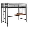 Twin Metal Loft Bed with Desk and Metal Grid