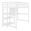 Twin Size Wooden Loft Bed with Shelves, Desk and Writing Board